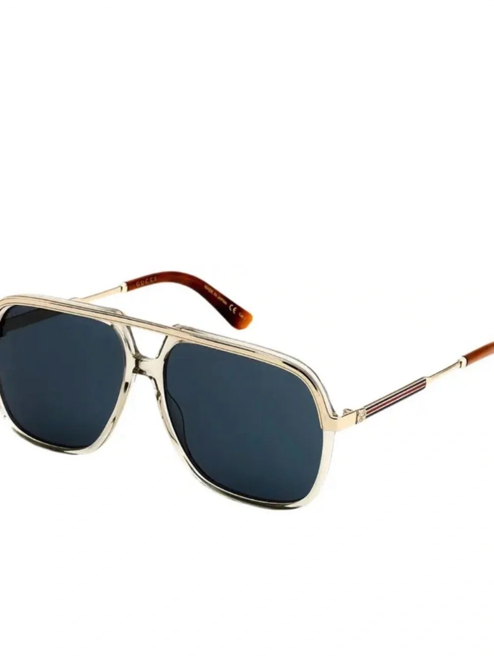 Gucci Men’s Gold Frame Aviator Sunglasses with Dark Gray Lenses